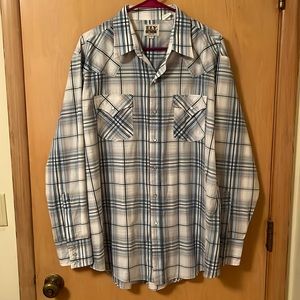 Ely Cattlemen Men’s Plaid Button Down Long Sleeve Western Pearl Snap Shirt